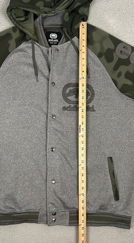 Ecko Unltd Men's Button Snap Fleece Lined Camo Sleeve Gray Jacket Size 3XL - Picture 12 of 15