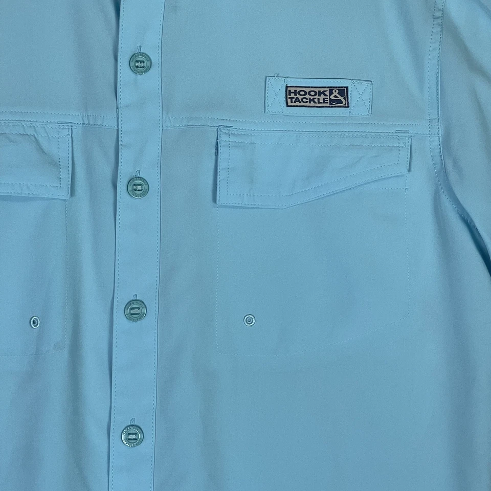 Camisa de Pesca Hook&Tackle Performance Para Hombres M Azul Ventilada Manga Corta Bolsillo con Cremallera Foto 3 de 4