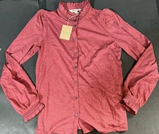Boden Red Effie Smocked Detail Shirt Size UK 6 US 2 NWT