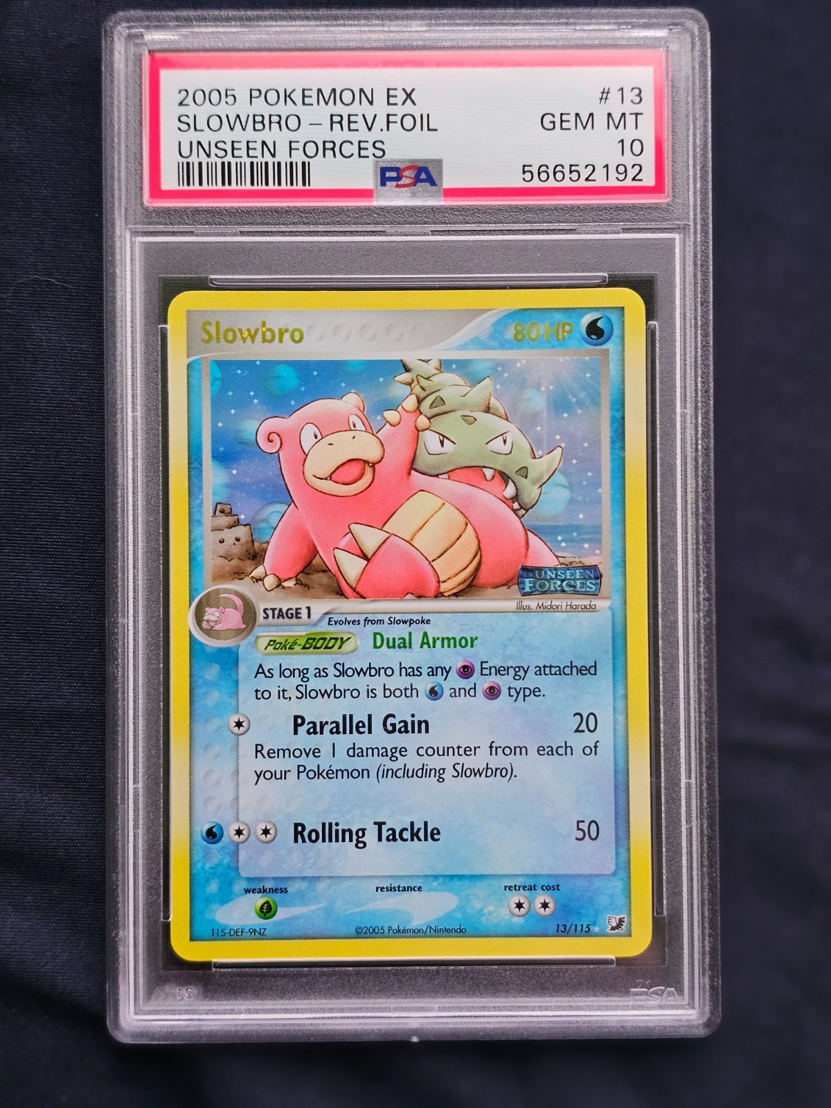 2005 POKEMON EX UNSEEN FORCES #13 SLOWBRO PSA 10