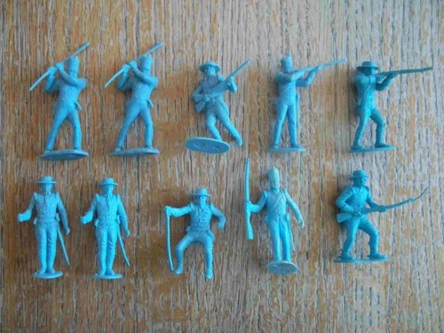 1960 MARX  Alamo Playset set of 10 blue Mexican Figures