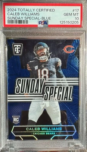 2024 Panini Caleb Williams ✨PSA 10 Only 3 Exist ✨ Mirror Blue 10/199 Rookie Card
