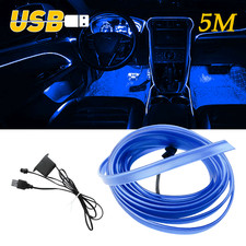 5m Blue Led Car Interior Decoration Atmosphere Wire Strip Light Accessory Usb 5m Blue Led Car Interior Decoration Atmosphere Wire Strip Light Accessory Usb