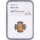 1938-D 1c Lincoln Wheat Cent ~ NGC MS 67+ RB