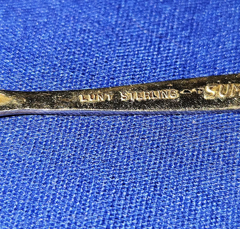 Juego de 8 cucharas de sal Lunt de plata esterlina canción de verano - descontinuadas - 1954-1997 Foto 4 de 4