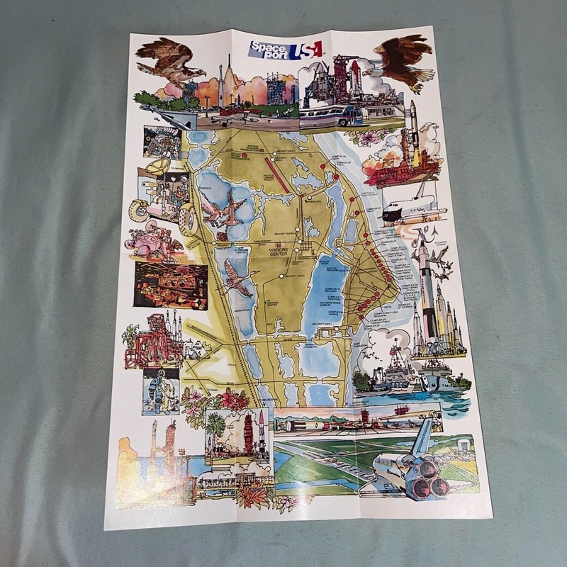 vintage JOHN F. KENNEDY SPACE CENTER OURS 1984 OFFICIAL SOUVENIR MAP BROCHURE NF