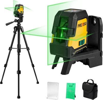 PREXISO Laser Level with Tripod - 100Ft Rechargeable Dual Modules Line Laser, Se