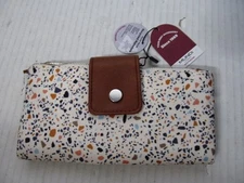 Mundi RFID Bi-fold Wallet, White Speckled and Brown
