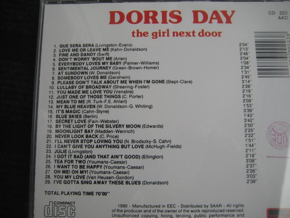 CD DORIS DAY The Girl next Door Neuwertig Best of Greatest Hits - Bild 4 von 4