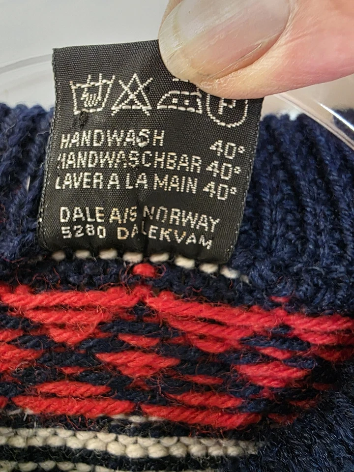 Dale Of Norway Sweater Mens Large Blue Wool Nordic Reindeer Pullover Ski Knit - Image 4 of 4