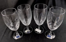(Set of 4) Mikasa Swirl Clear Iced Tea/Water Pedistal Glasses/Goblets