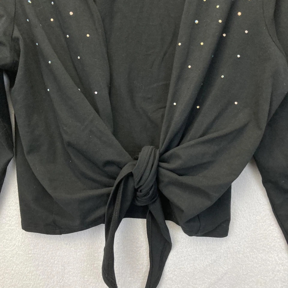 Quacker Factory Tie Front Rhinestone Cardigan Womens Medium M 3/4 Sleeve Stretch - Image 4 of 4