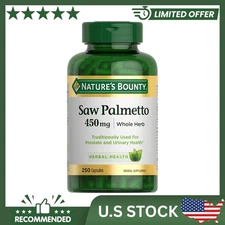 Nature's Bounty Saw Palmetto 250 Count Herbal Supplement For Men's Health, 450mg
