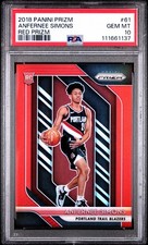 2018 Prizm Red Anfernee Simons # 61 Trail Blazers RC /299 PSA 10