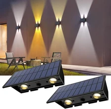 Solar Fence Lights, 2PACK Solar Wall Lights Outdoor Up and Down Waterproof IP54 