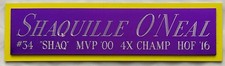 SHAQUILLE O'NEAL SHAQ LAKERS NAMEPLATE FOR AUTOGRAPHED Signed Basketball JERSEY