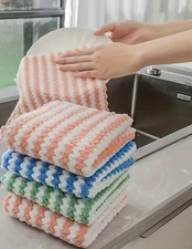 20pcs Coral Fleece Dishcloths – Super Absorbent Kitchen Cleaning Towels - NEW