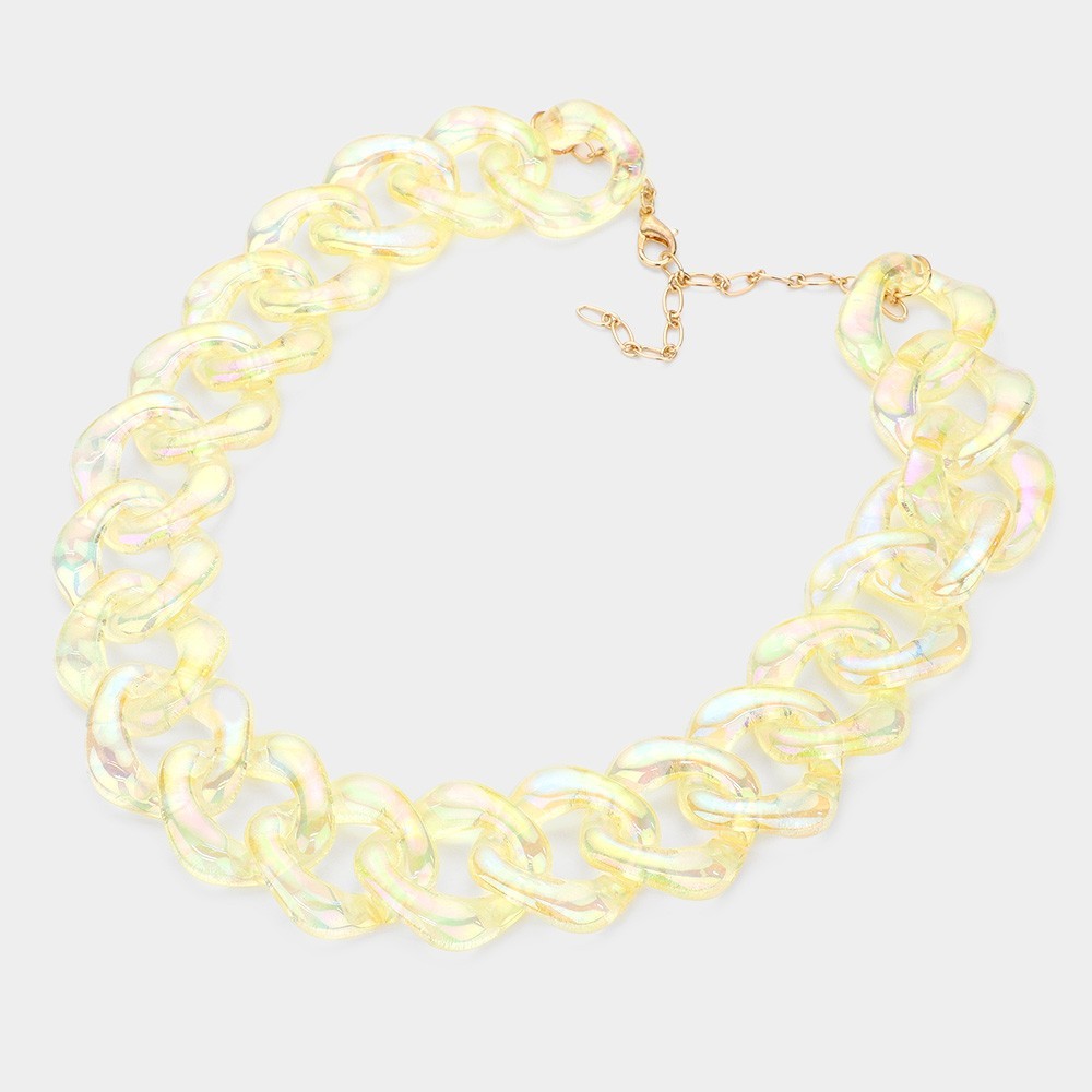 Hologram Iridescent Resin Link Necklace – Chunky Acrylic  display picture 1