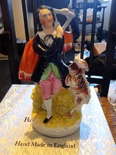Staffordshire Flat Back Figure 19th Century Antique Man with A Ram 25cm High VGC