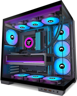 Mid Tower PC Gehäuse mit 7 PWM ARGB Lüftern 360mm Radiator Platz