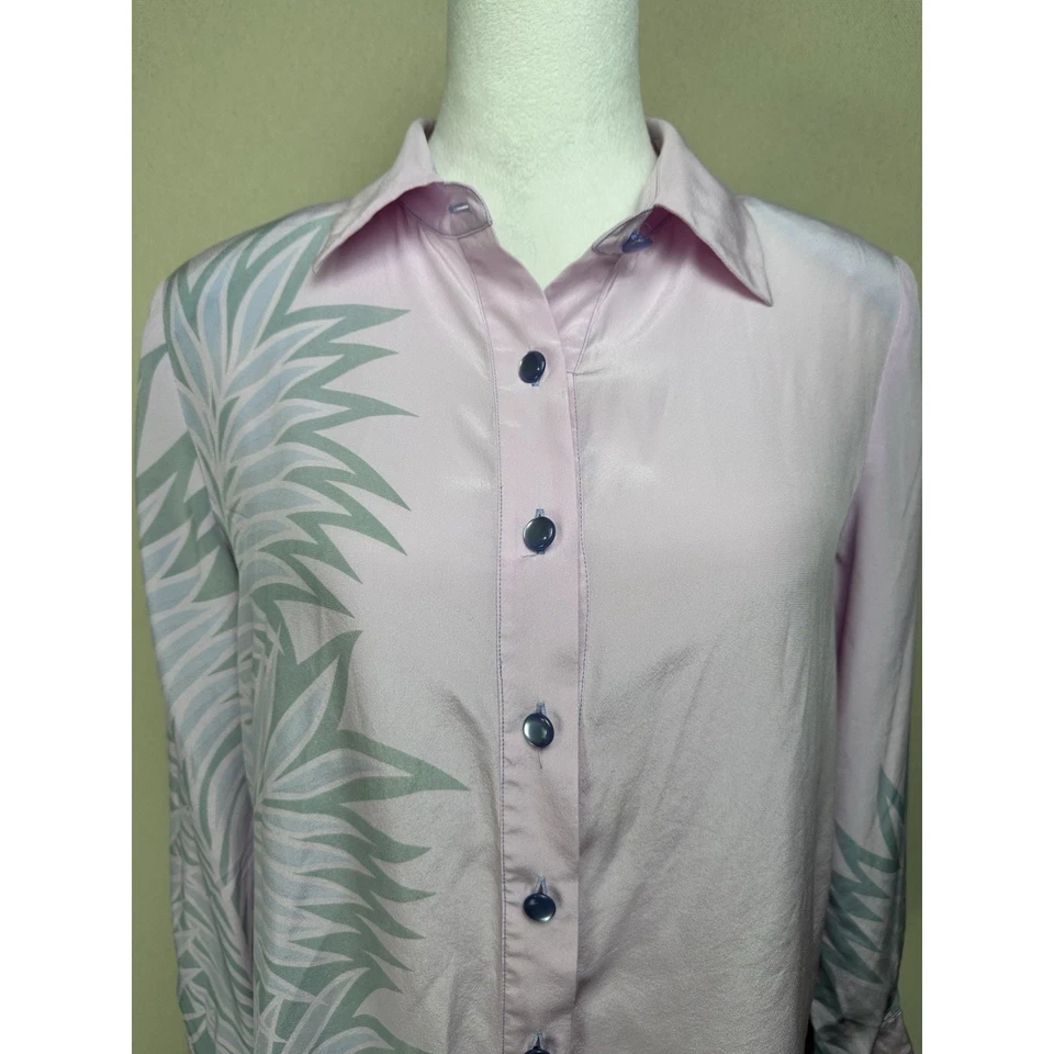 Женский топ Bob Mackie Wearable Art 100% шелк размер XS розовый на пуговицах женский - Изображение 2 из 4