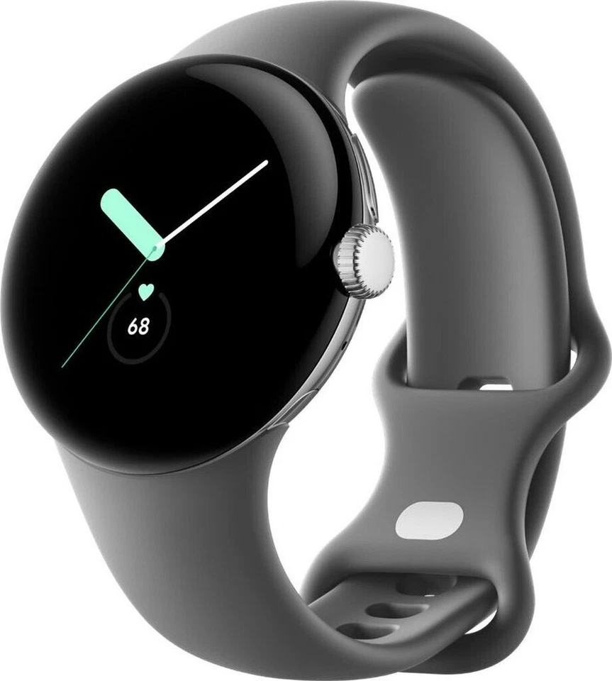 Cinturino sportivo Google Pixel Watch WiFi Polished Silver Charcoal merce nuova rivenditore IT - Immagine 2 di 3