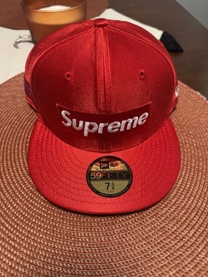 New Supreme Dazzle Box Logo New Era Red Fitted cap hat size 7 5/8 SS16
