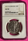 1917 D obverse Walking Liberty half dollar NGC  AU 50  "Set Break"