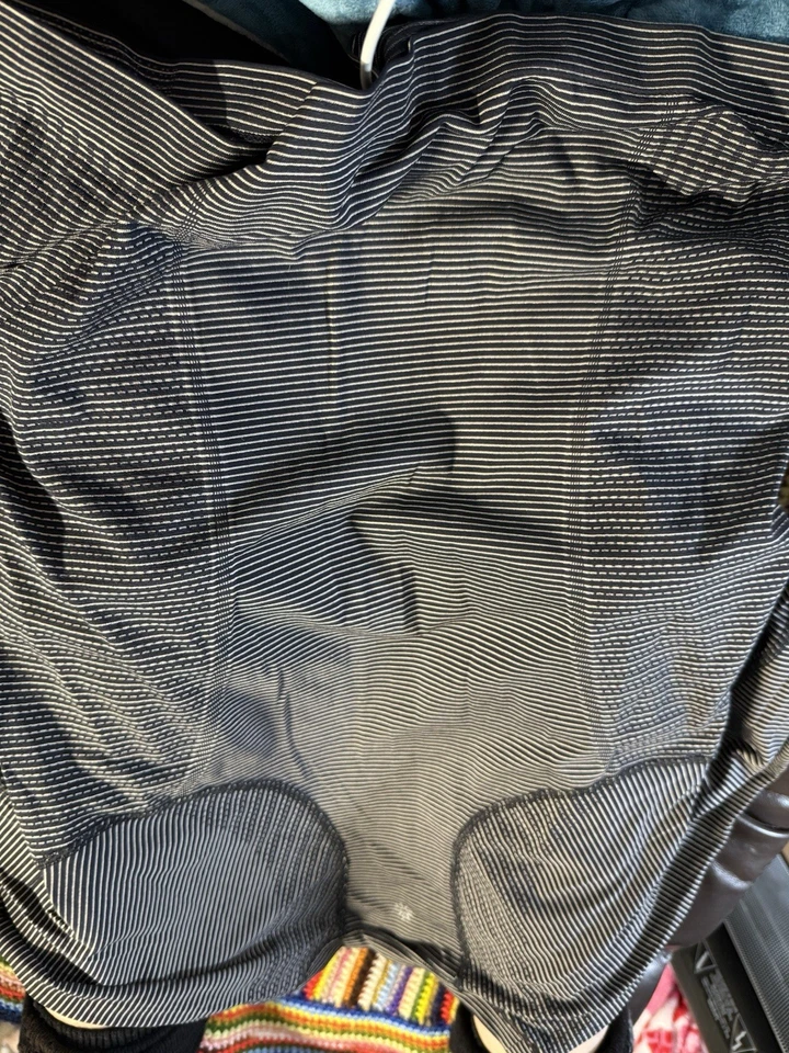 Top Athleta Performance M Negro Mini Rayas Momentum Sin Costuras Ajustado Entrenamiento Gimnasio Foto 4 de 4