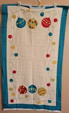 NEW Christmas Fabric Panel Table Runner Ornaments  22' X 40"