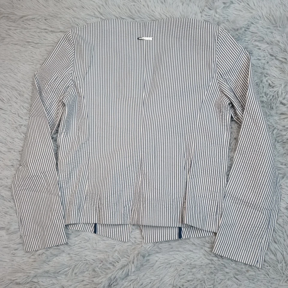 Blazer Armani Exchange Mujer 4 Azul Rayas Blazer Bolsillos Carrera Abotonada Foto 2 de 4