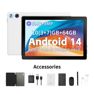 Anmesc Tablet 10 Inch Android 14 Octa-Core Tablets,10GB+64GB With Keyboard/Mouse