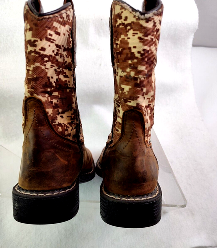 Old West Youth 12 D Brown Camo Cowboy Western Boots Boys Unisex Distressed - Picture 5 of 6