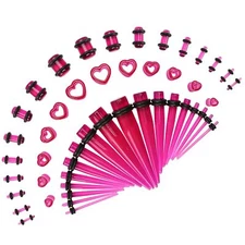 48PCS Acrylic, Silicone Ear Stretching Kit: Lightweight Tapers, Heart Tunnels...