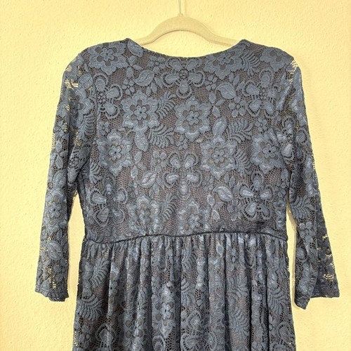 Hello MIZ Floral Lace Maternity Babydoll Midi Dress Size XL Blue Baby Shower NEW - Picture 8 of 12