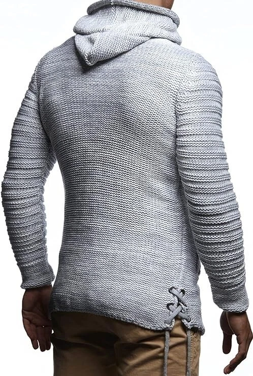 Leif Nelson LN20741 Men s Zip Knit Hoodie Slim Fit Grey Size 3XL
