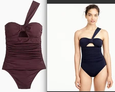 J.Crew Jersey Lomellina one-shoulder one-piece swimsuit-G3411-DEEP CABERNET-sz 2