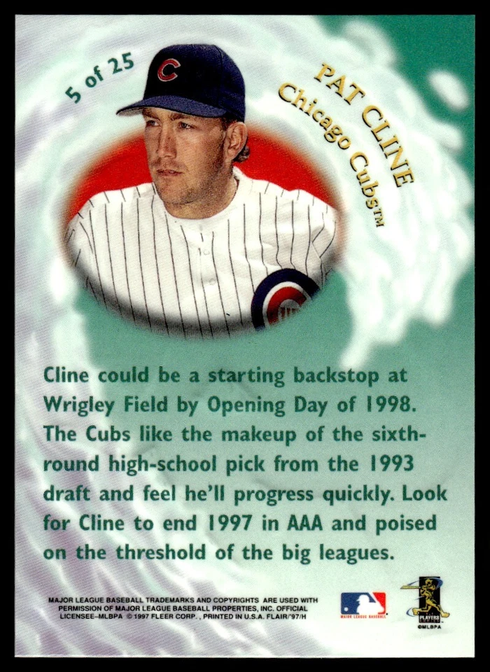 1997 Flair Showcase Wave of the Future Pat Cline Chicago Cubs #5 - Image 2 of 2