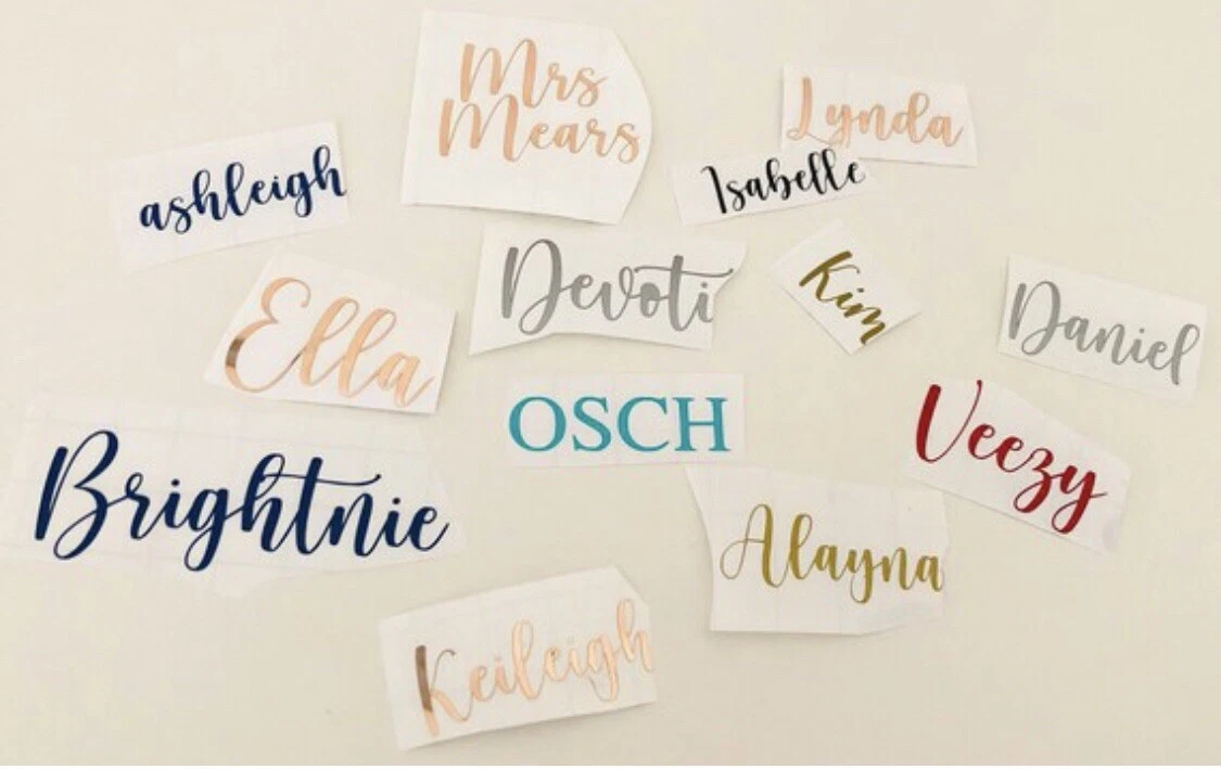 Vinyl name stickers deals