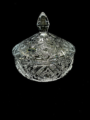 Sugar Bowl 5,5 '' Bohemia Clear Bowl Czech Glass Fruit Desert Sweets Gift NEW