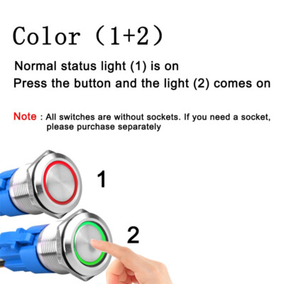 22mm Angel Eye® DPDT Push Button Switch - LED Dot With Ring In Multiple Colors