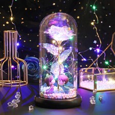 Eternal Forever Galaxy Rose Flower In Glass Dome LED Light Valentine's Day Gift