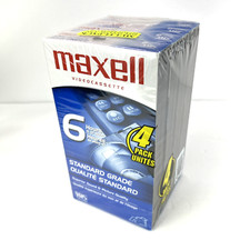 Maxell Video Cassette VHS Tapes 6 Hr T-120 Standard Grade Lot of 4 - NEW SEALED