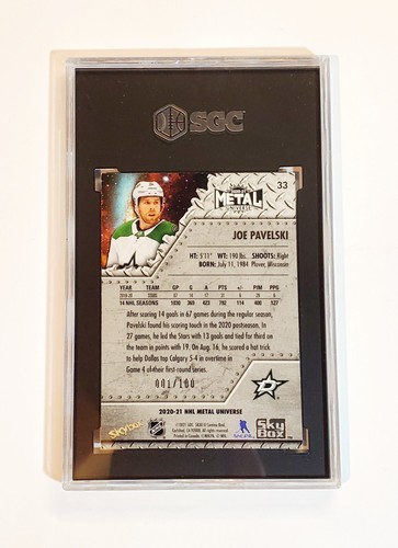 2020-21 Skybox Metal Universe PMG Green /10 Joe Pavelski #33 Dallas Stars - Picture 2 of 4