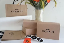 New  3 Coach Boxes(6.5" x 4.5"x 2"), 3 Coach paper bags, Tissue Paper & Stickers