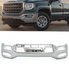 For GMC Sierra 1500 2016-2018 Front Bumper Face Bar Chrome W/O Sensors ONE-PIECE