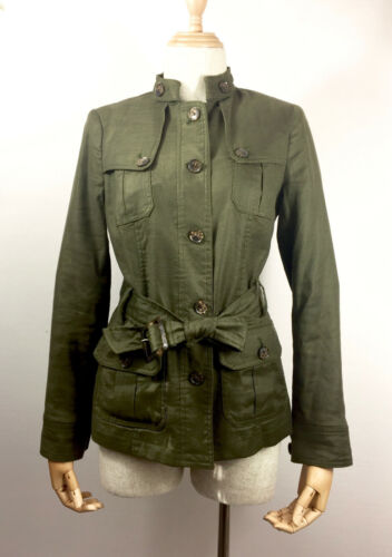 BANANA REPUBLIC $168 HERITAGE GREEN BUTTON LINEN MILITALY JACKET SIZE XS - Picture 1 of 7