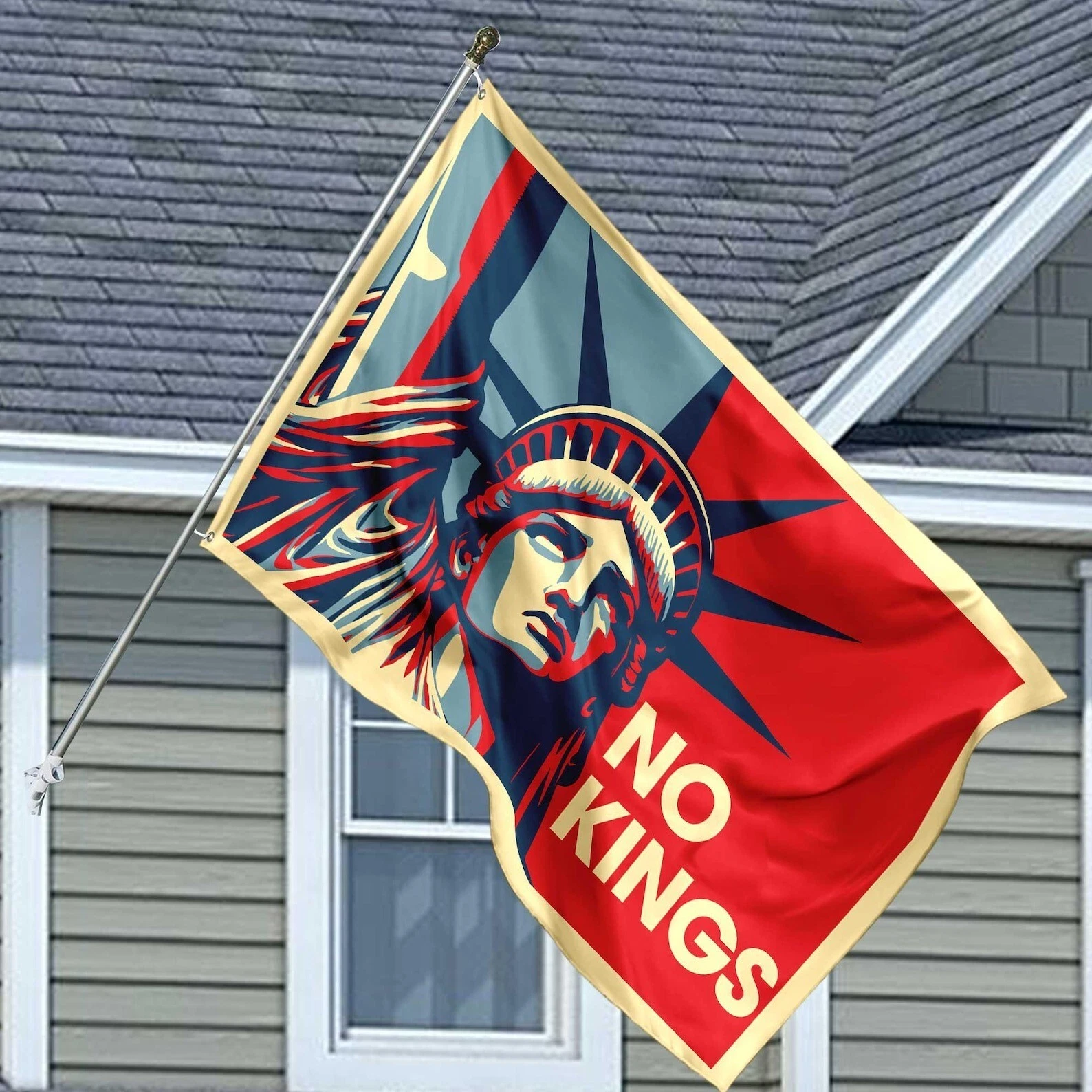 No Kings House Flag | Anti-Trump Political Protest Flag | Resist Fascism