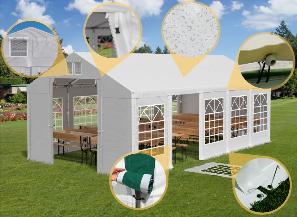 Partyzelt 3x4 - 6x12m Pavillon Gartenzelt Unterstand Bierzelt Festzelt NEU PVC S - Bild 2 von 4