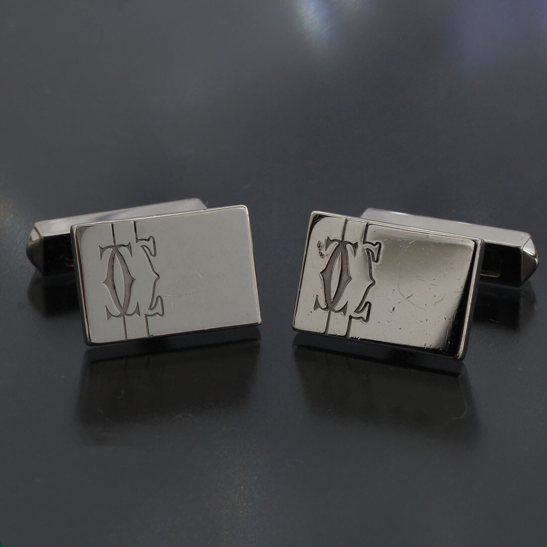 Cartier Cufflinks Ag925 Silver D9418 Logo Men's Suit Fashion